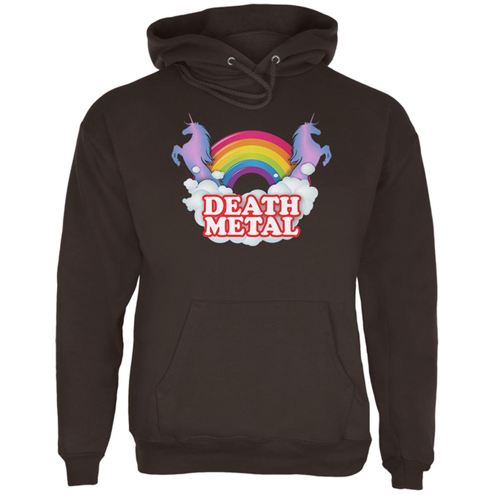 Death Metal Rainbow Unicorns Mens Hoodie Men's Hoodies Old Glory 2XL Brown 