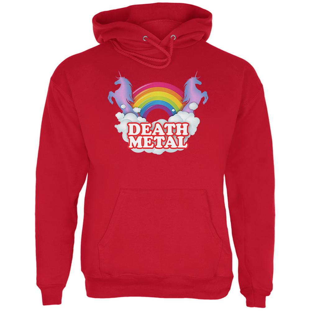 Death Metal Rainbow Unicorns Mens Hoodie Men's Hoodies Old Glory 2XL Red 