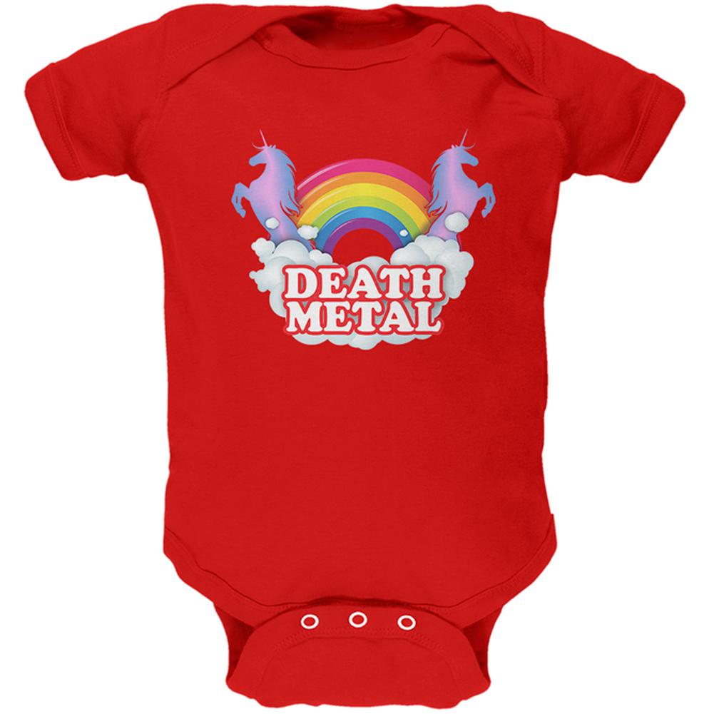 Death Metal Rainbow Unicorns Soft Baby One Piece Baby One Piece Old Glory 0-3M Red 