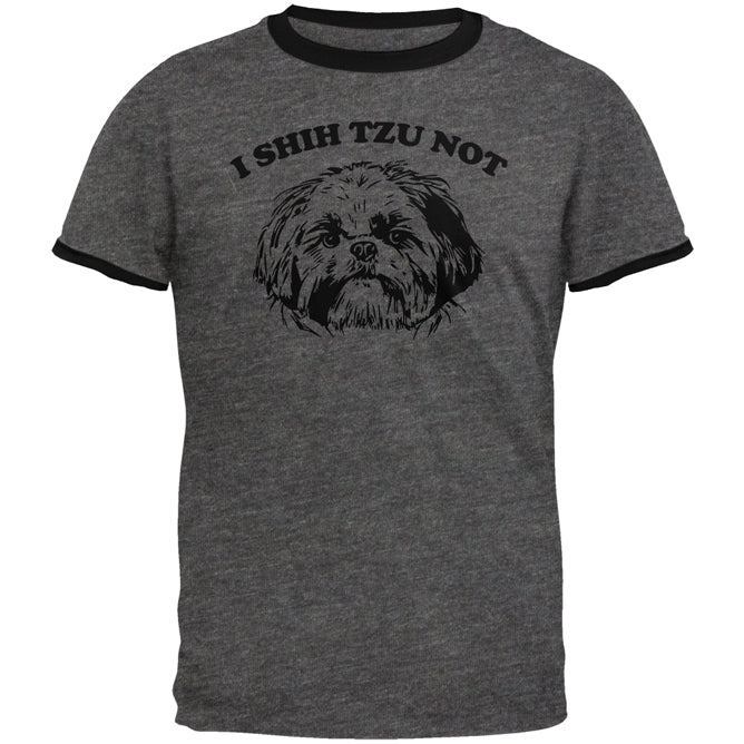 I Shih Tzu Not Mens Ringer T Shirt Men's T-Shirts Old Glory 2XL Dark Heather-Black 