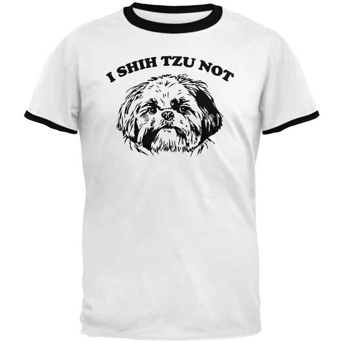 I Shih Tzu Not Mens Ringer T Shirt Men's T-Shirts Old Glory 2XL White-Black 