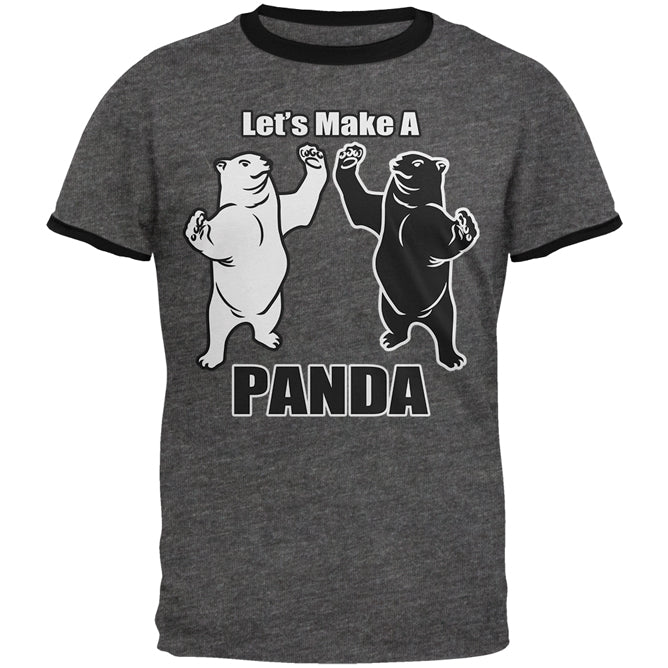 Let's Make a Panda Funny Mens Ringer T Shirt Men's T-Shirts Old Glory 2XL Dark Heather-Black 