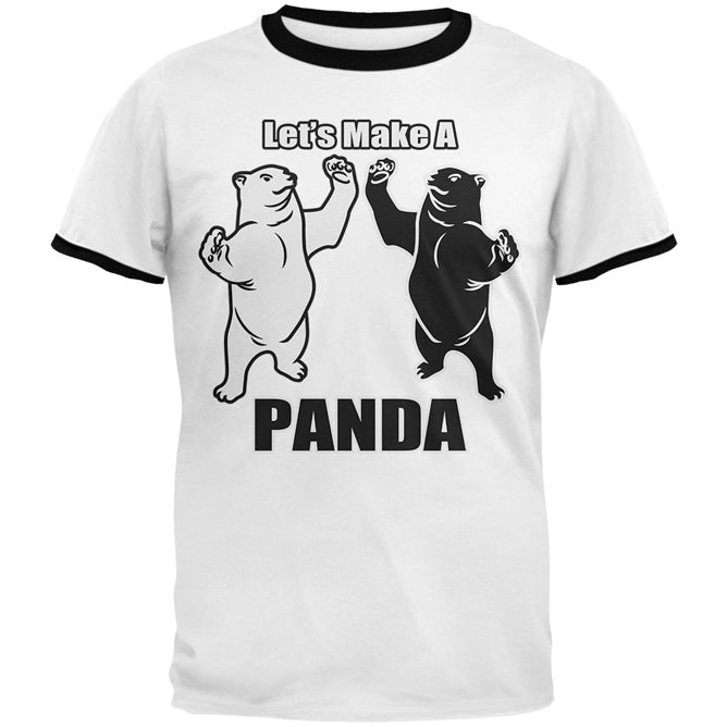 Let's Make a Panda Funny Mens Ringer T Shirt Men's T-Shirts Old Glory 2XL White-Black 