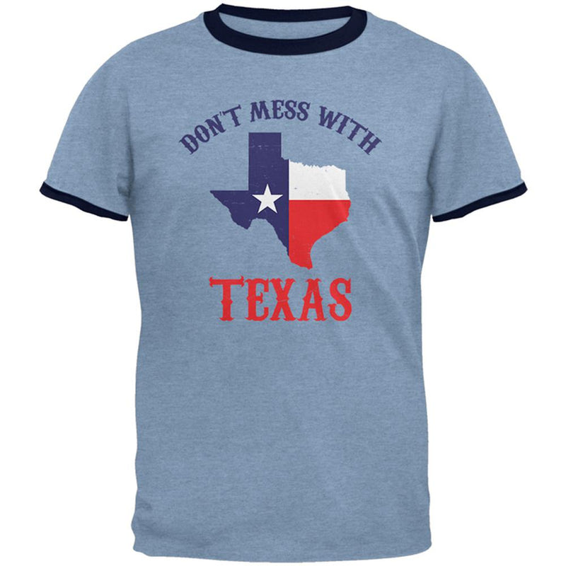 Don't Mess With Texas Mens Ringer T Shirt Men's T-Shirts Old Glory 2XL Heather Blue-Navy 