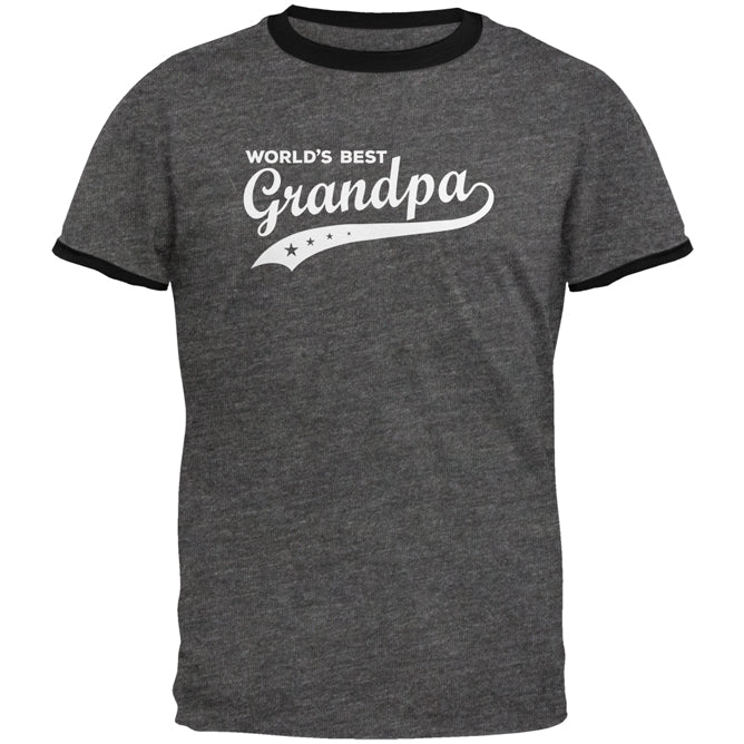 Father's Day World's Best Grandpa Mens Ringer T Shirt Men's T-Shirts Old Glory LG Dark Heather 