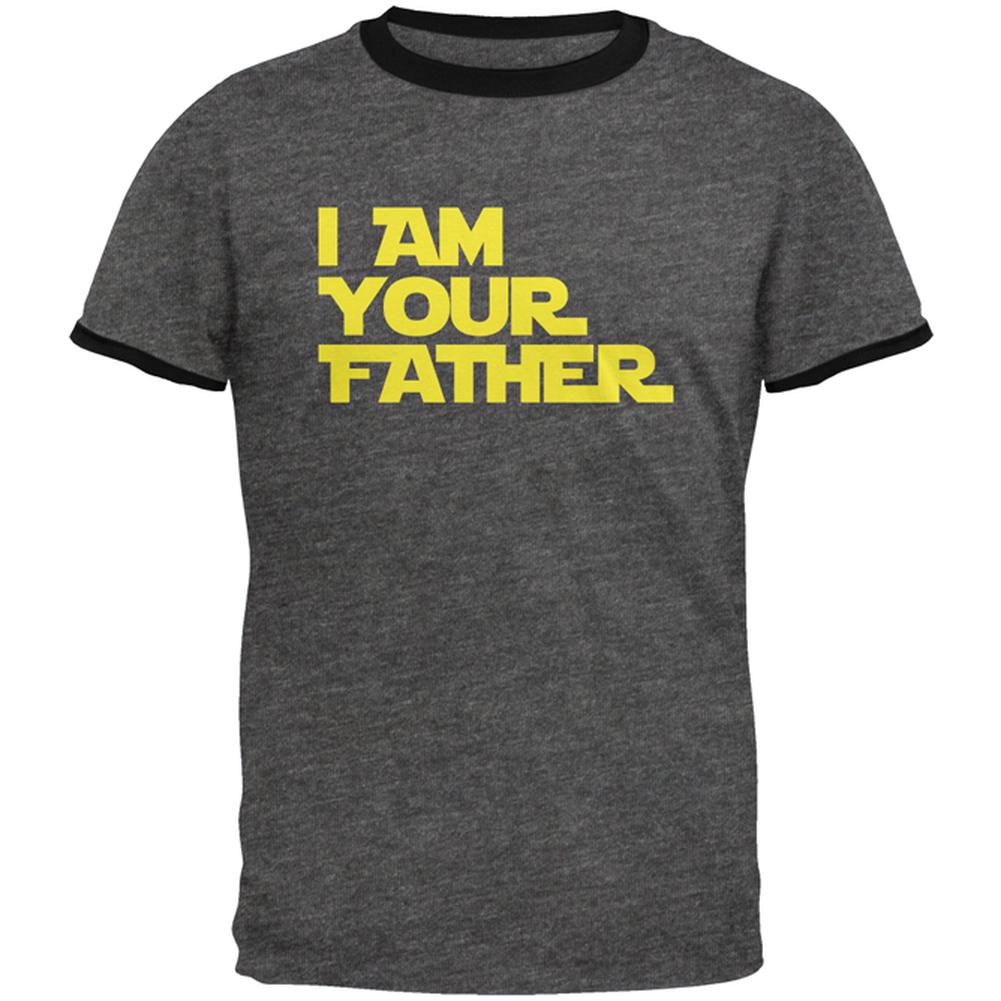 Fathers Day I Am Your Father Mens Ringer T Shirt Men's T-Shirts Old Glory 2XL Dark Heather-Black 