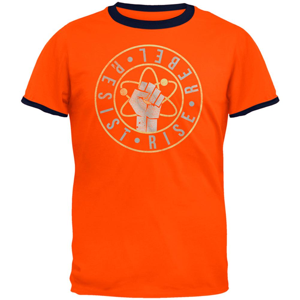 Science Rise Rebel Resist March Mens Ringer T Shirt Men's T-Shirts Old Glory 2XL Orange-Navy 