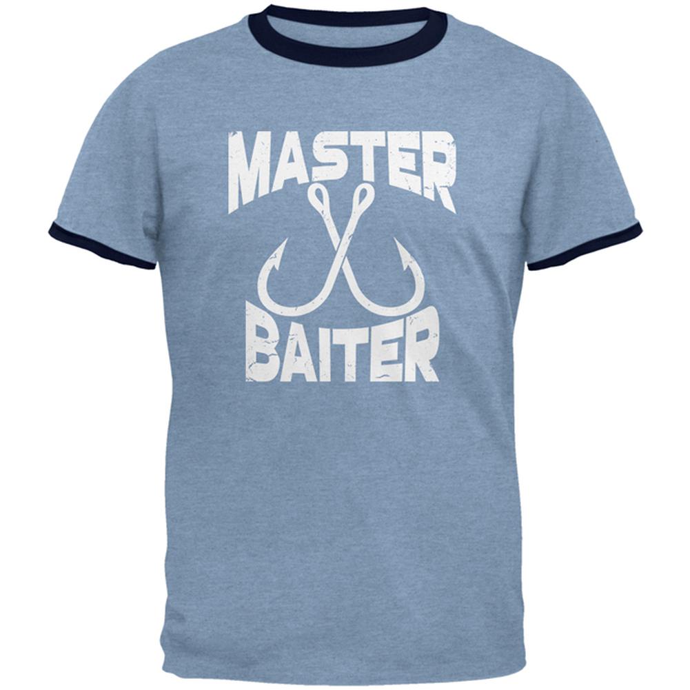 Master Baiter Mens Ringer T Shirt Men's T-Shirts Old Glory 2XL Heather Blue-Navy 