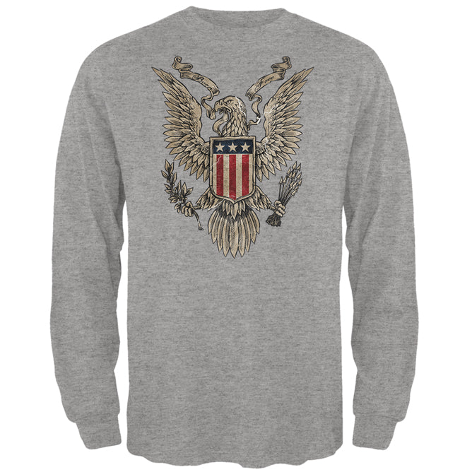 4th July Born Free Vintage American Bald Eagle Mens Long Sleeve T Shirt Men's Long Sleeves 4th of July 2XL Heather 