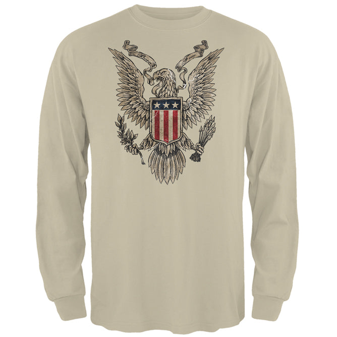 4th July Born Free Vintage American Bald Eagle Mens Long Sleeve T Shirt Men's Long Sleeves 4th of July 2XL Sand 