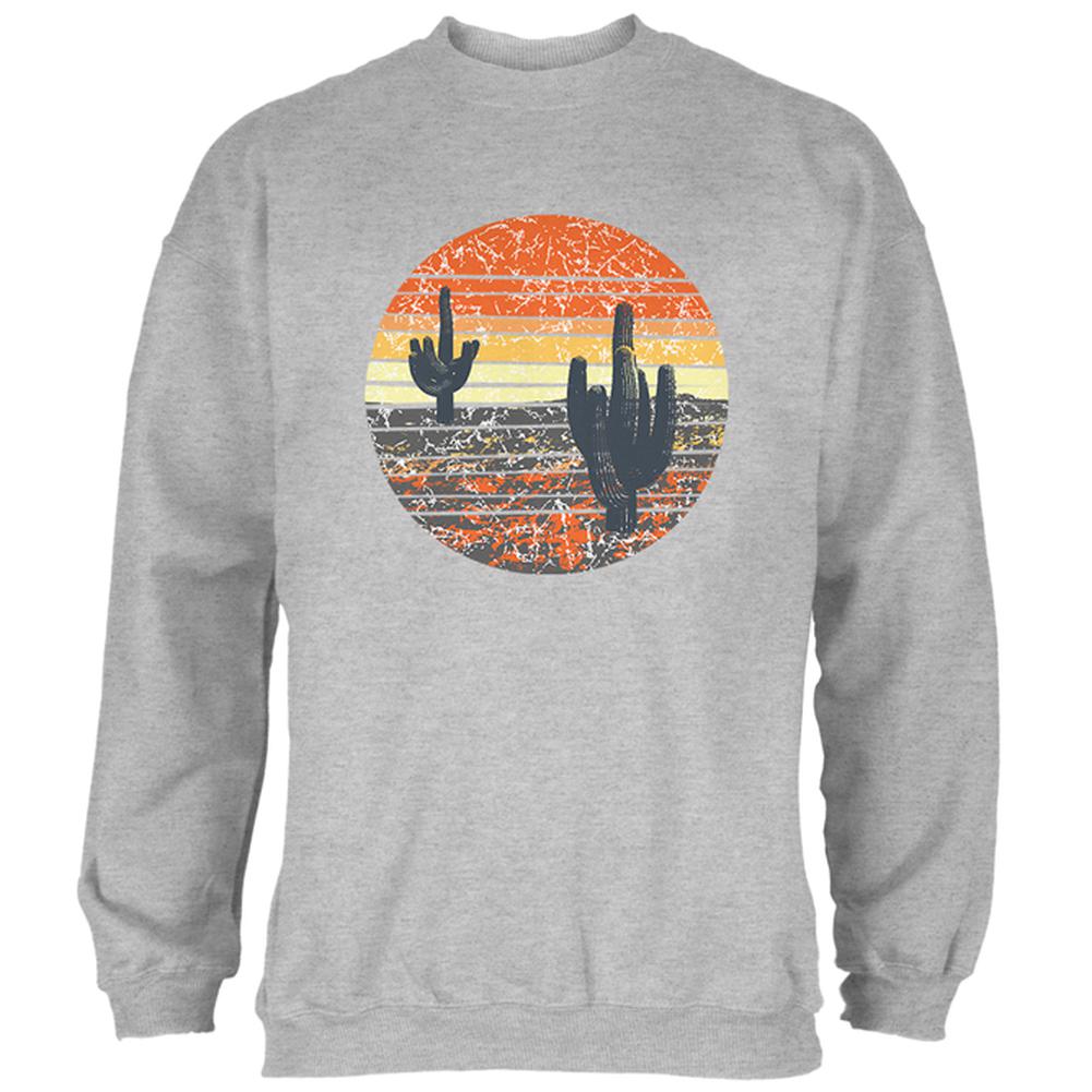 Vintage Cactus Sunset Mens Sweatshirt Men's Sweatshirts Old Glory 2XL Grey 