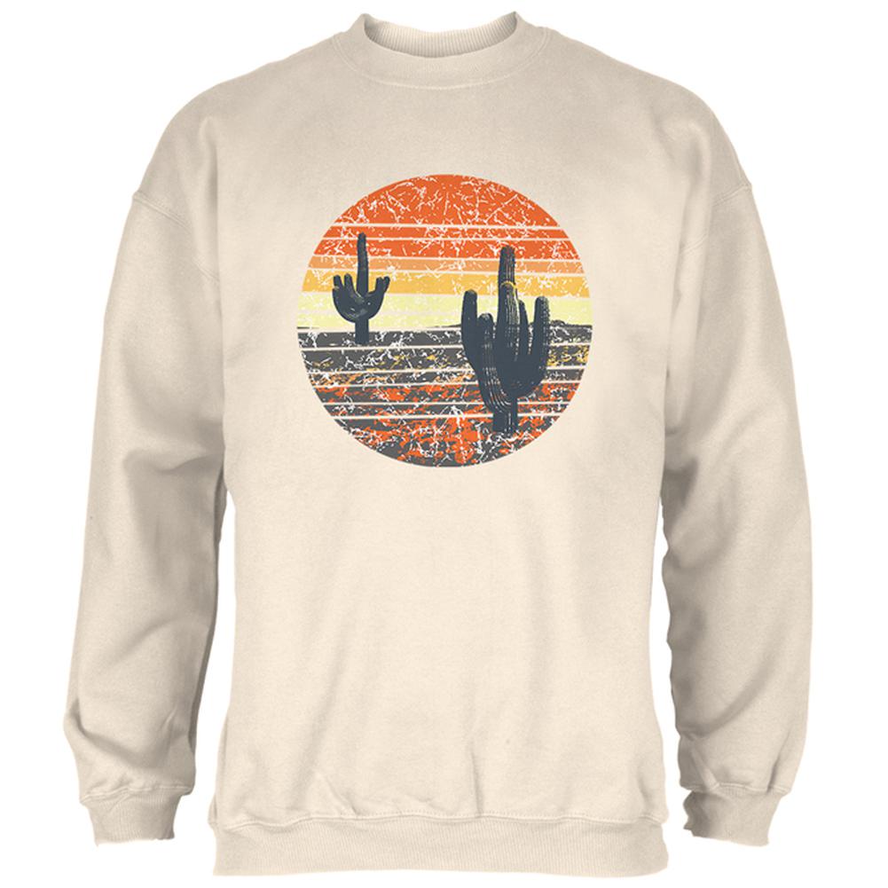 Vintage Cactus Sunset Mens Sweatshirt Men's Sweatshirts Old Glory 2XL White 