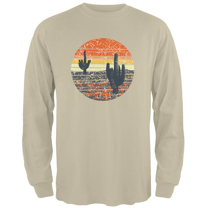 Vintage Cactus Sunset Mens Long Sleeve T Shirt Men's Long Sleeves Old Glory 2XL Sand 