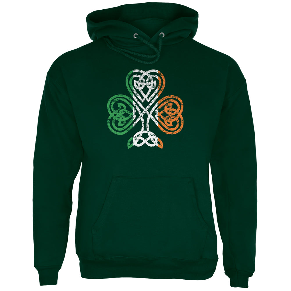 St. Patricks Day Shamrock Knot Mens Hoodie Men's Hoodies Old Glory 2XL Dark Green 