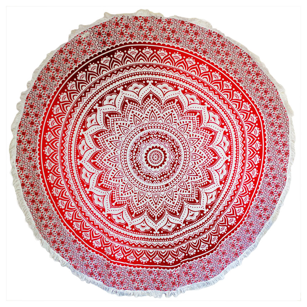 Red Indian Print Large Circular Tapestry Tapestries Hippie   