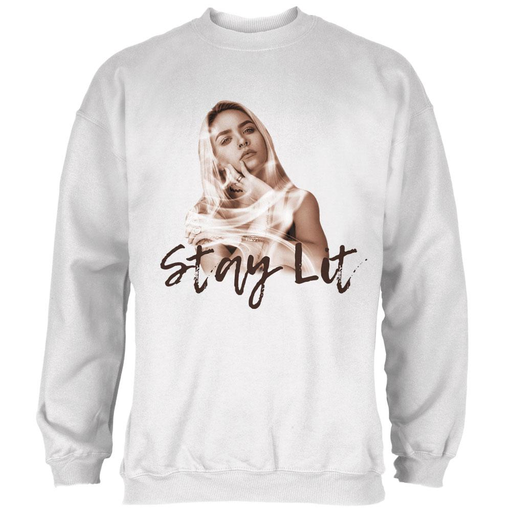 Stay Lit Smoky Girl Mens Sweatshirt Men's Sweatshirts Old Glory 2XL White 