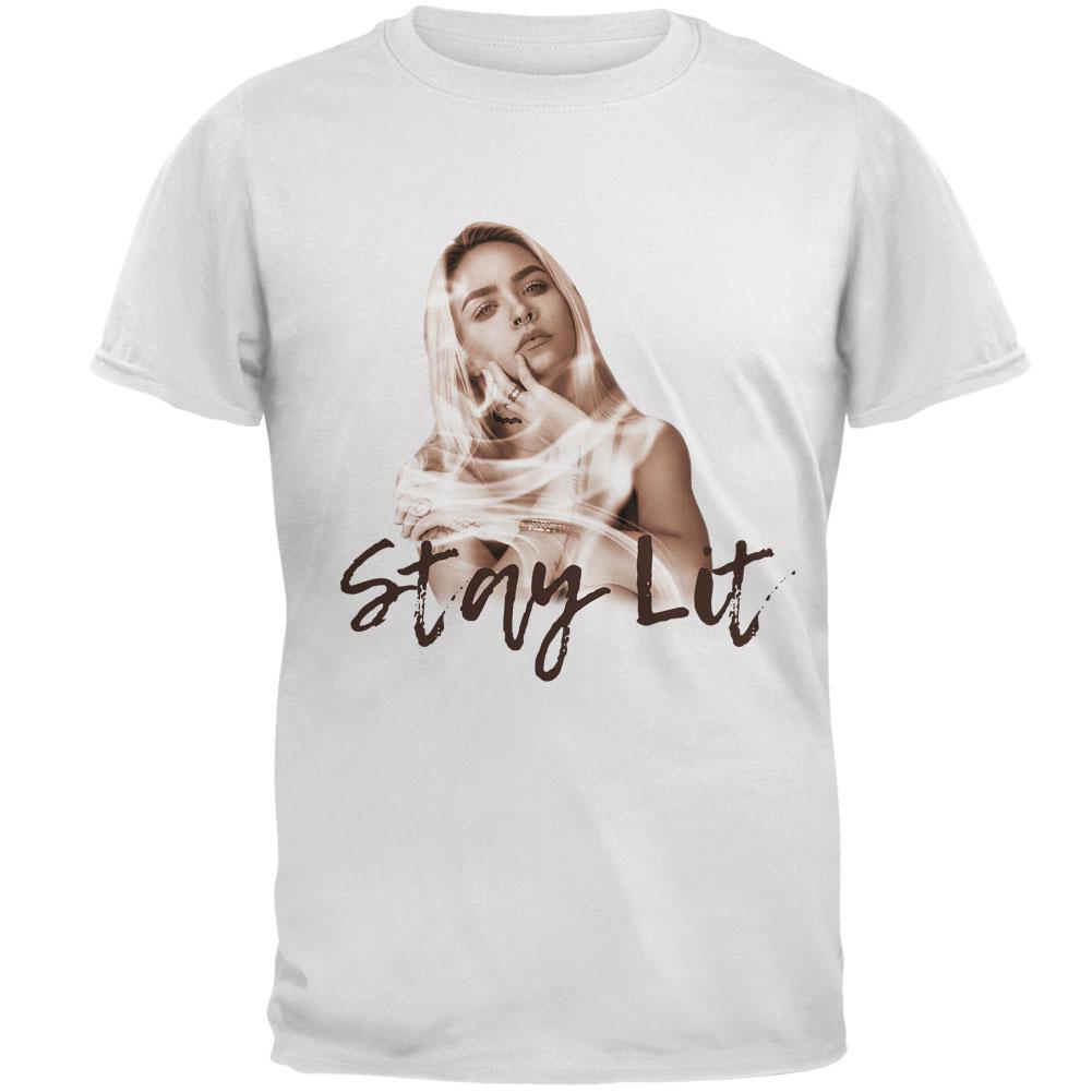 Stay Lit Smoky Girl Mens T Shirt Men's T-Shirts Old Glory 2XL White 