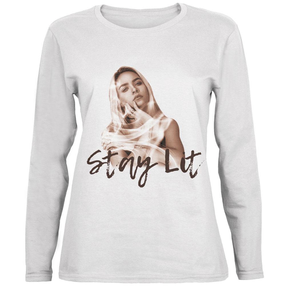 Stay Lit Smoky Girl Ladies' Relaxed Jersey Long-Sleeve Tee Women's Long Sleeves Old Glory 2XL White 