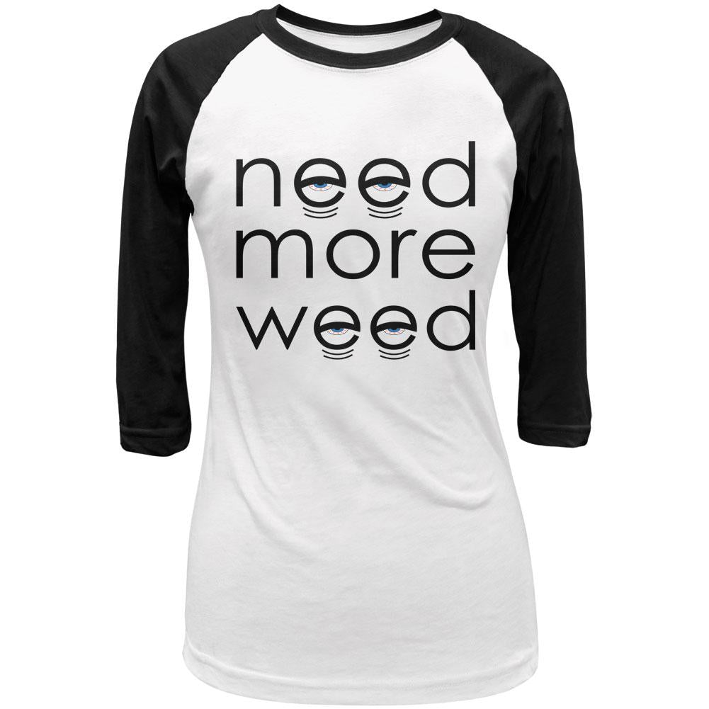 Need More Marijuana Juniors 3/4 Sleeve Raglan T Shirt Juniors Raglans Old Glory LG White-Black 