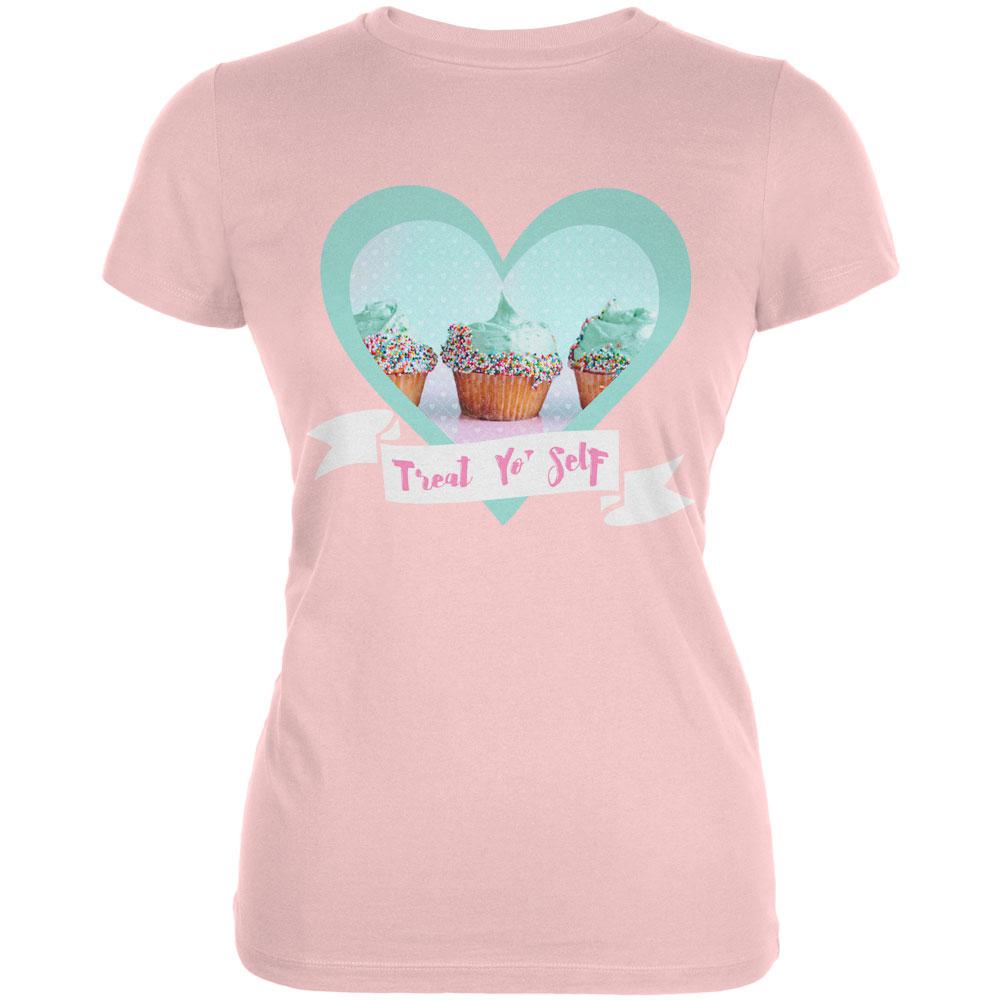 Treat Yo Self Cupcakes Juniors Soft T Shirt Juniors T-Shirts Old Glory 2XL Blush Pink 