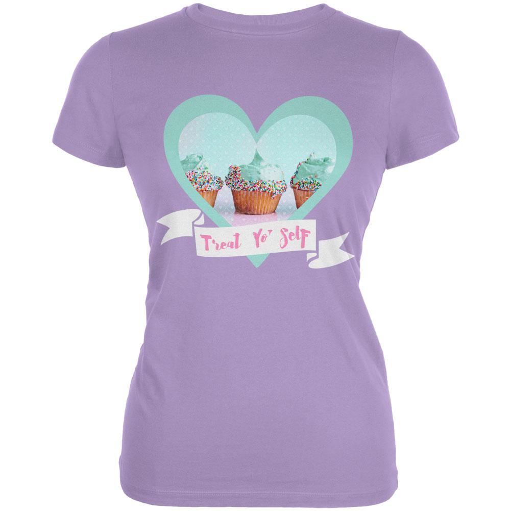 Treat Yo Self Cupcakes Juniors Soft T Shirt Juniors T-Shirts Old Glory LG Lavender 