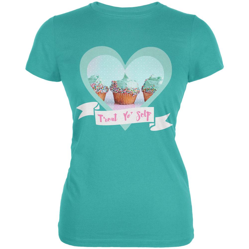 Treat Yo Self Cupcakes Juniors Soft T Shirt Juniors T-Shirts Old Glory LG Teal 