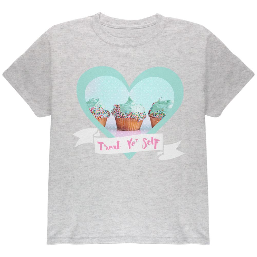 Treat Yo Self Cupcakes Youth T Shirt Youth T-Shirts Old Glory LG Light Heather Grey 