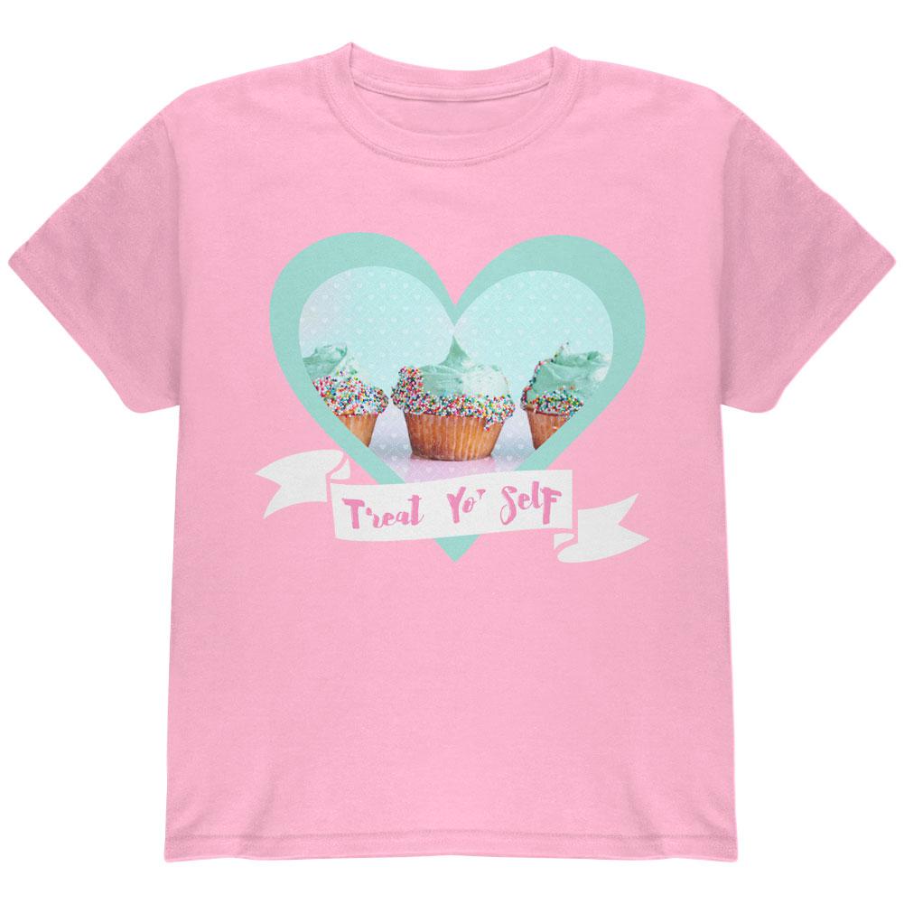 Treat Yo Self Cupcakes Youth T Shirt Youth T-Shirts Old Glory LG Light Pink 