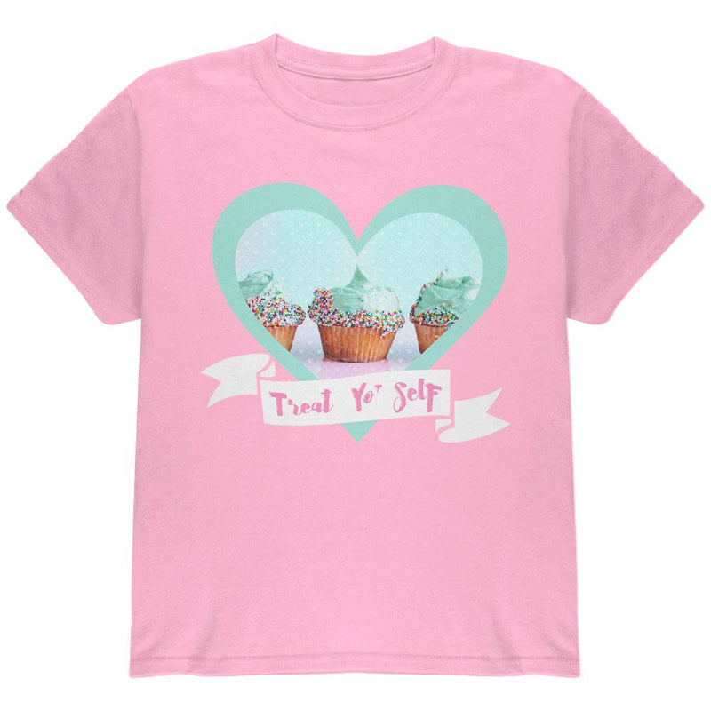 Treat Yo Self Cupcakes Youth T Shirt Youth T-Shirts Old Glory LG Light Pink 