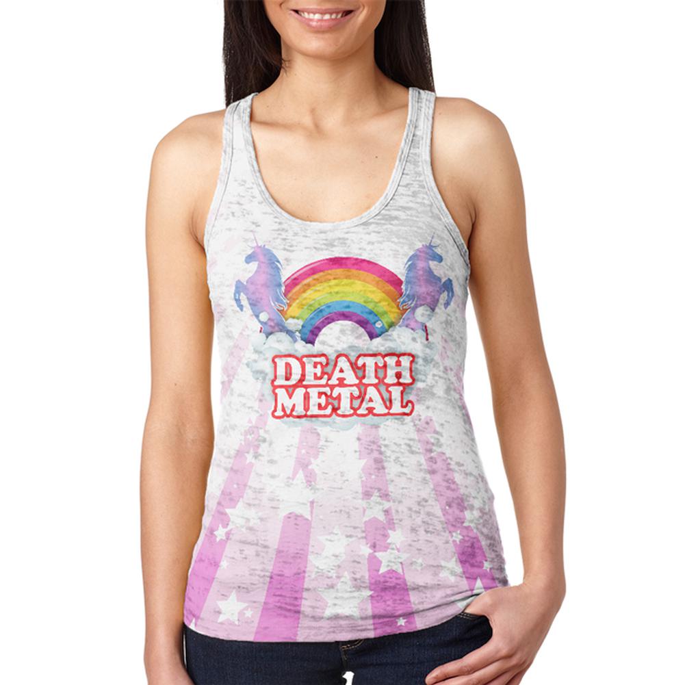 Death Metal Rainbow Unicorns Juniors Burnout Racerback Tank Top Juniors Tank Tops Old Glory 2XL Multi 