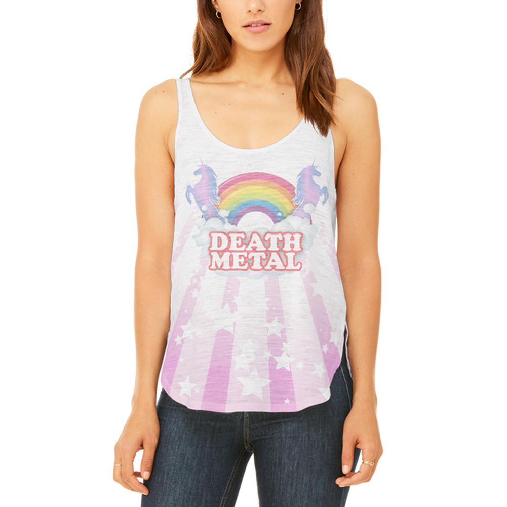 Death Metal Rainbow Unicorns Juniors Flowy Side Slit Tank Top Juniors Tank Tops Old Glory 2XL Multi 