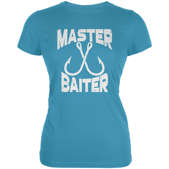 Master Baiter Fishing Joke Juniors Soft T Shirt Juniors T-Shirts Old Glory LG Aqua 