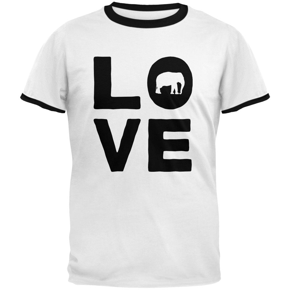 Elephant Love Mens Ringer T Shirt Men's T-Shirts Old Glory 2XL White-Black 