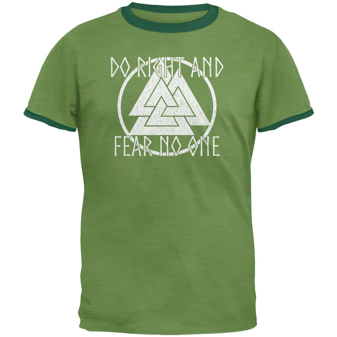 Do Right Fear No One Valknut Viking Odin Mens Ringer T Shirt Men's T-Shirts Old Glory 2XL Heather Green-Forest 