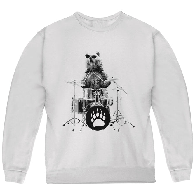 Bear Drummer Youth Sweatshirt Youth Sweatshirts global YLG White 