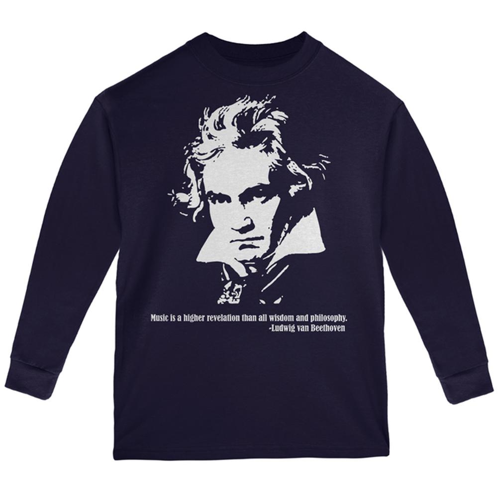 Beethoven Youth Long Sleeve T Shirt Youth Long Sleeves Old Glory LG Navy 