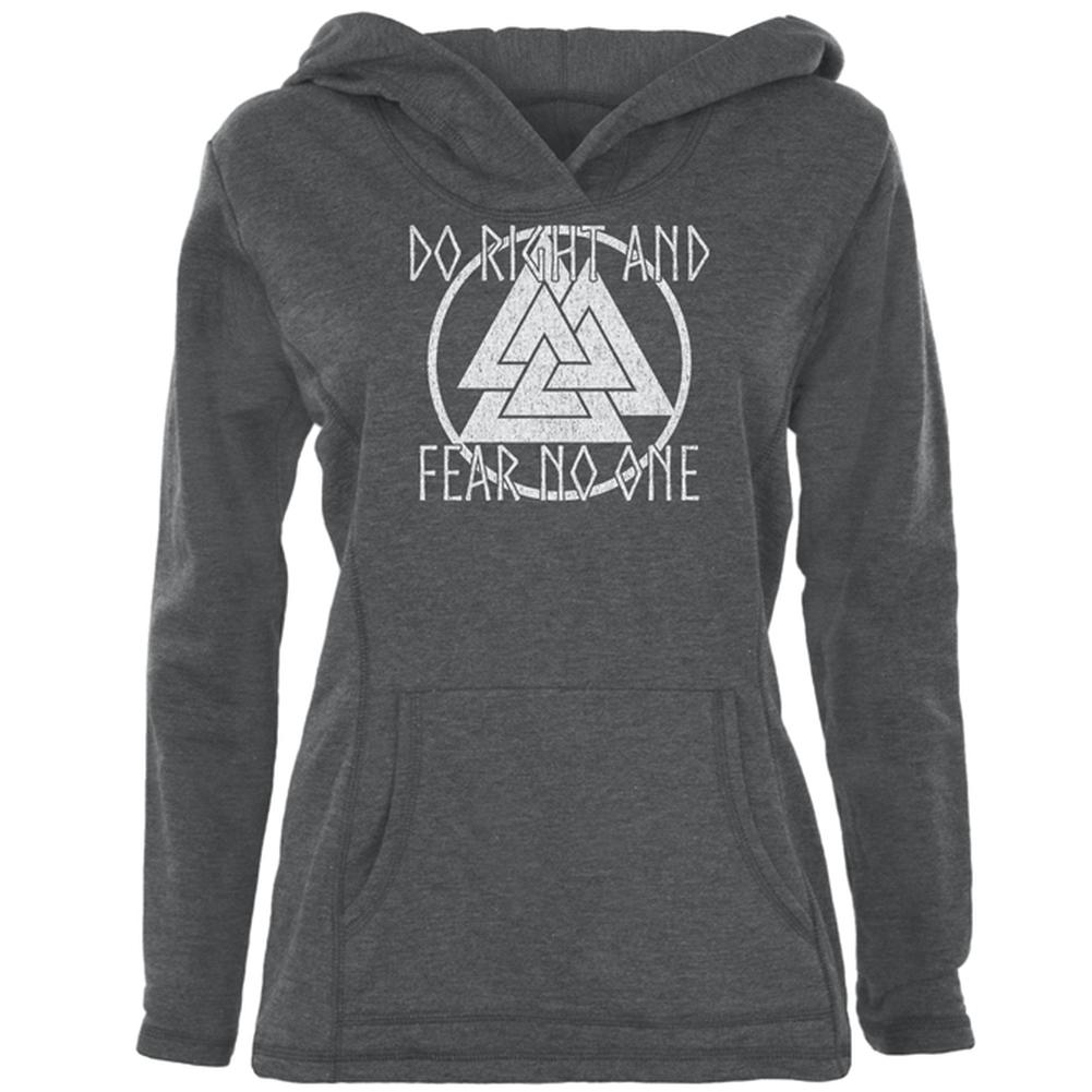 Do Right Fear No One Valknut Viking Odin Womens Pullover Hoodie Women's Hoodies Old Glory 2XL Heather Dark Grey 