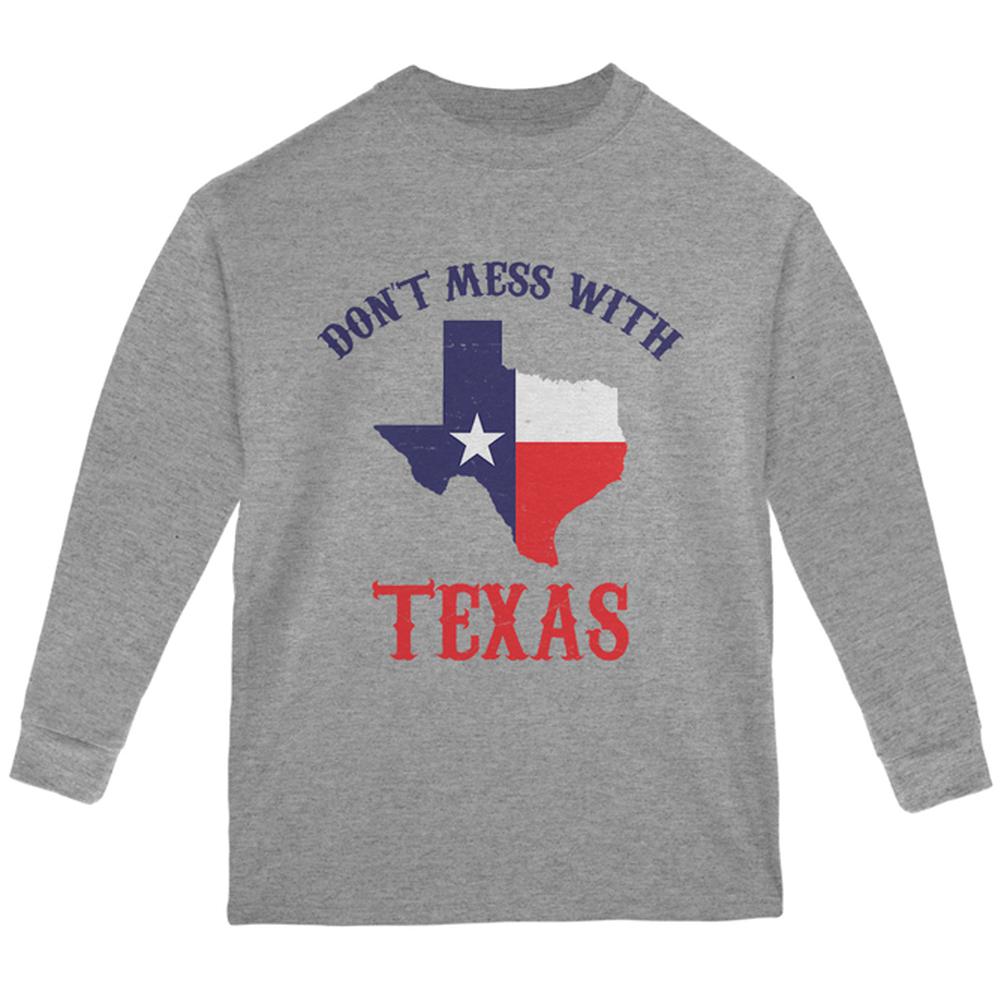 Don't Mess With Texas Youth Long Sleeve T Shirt Youth Long Sleeves Old Glory LG Storm Grey 