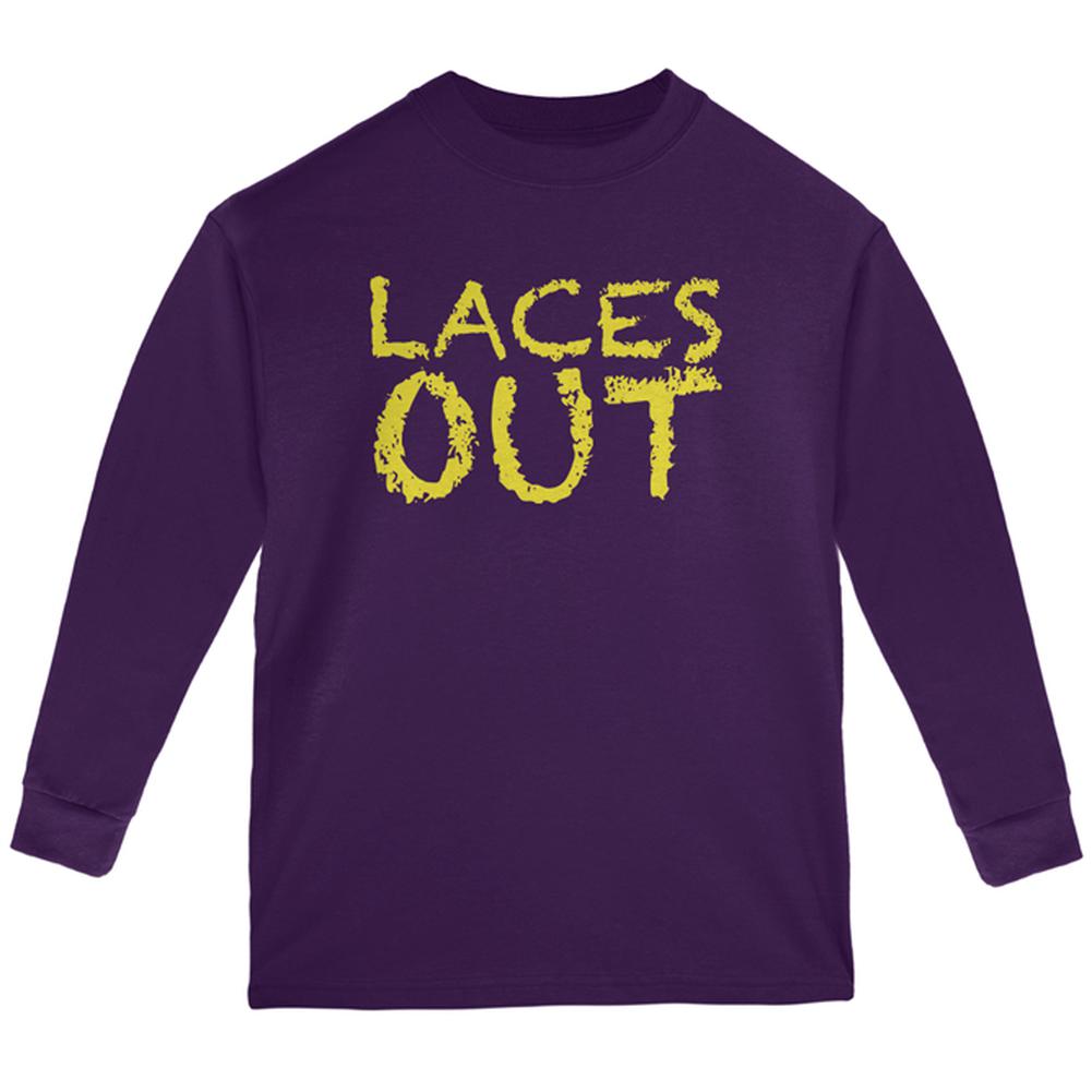 Football Kicker Laces Out Ace Youth Long Sleeve T Shirt Youth Long Sleeves Old Glory LG Purple 