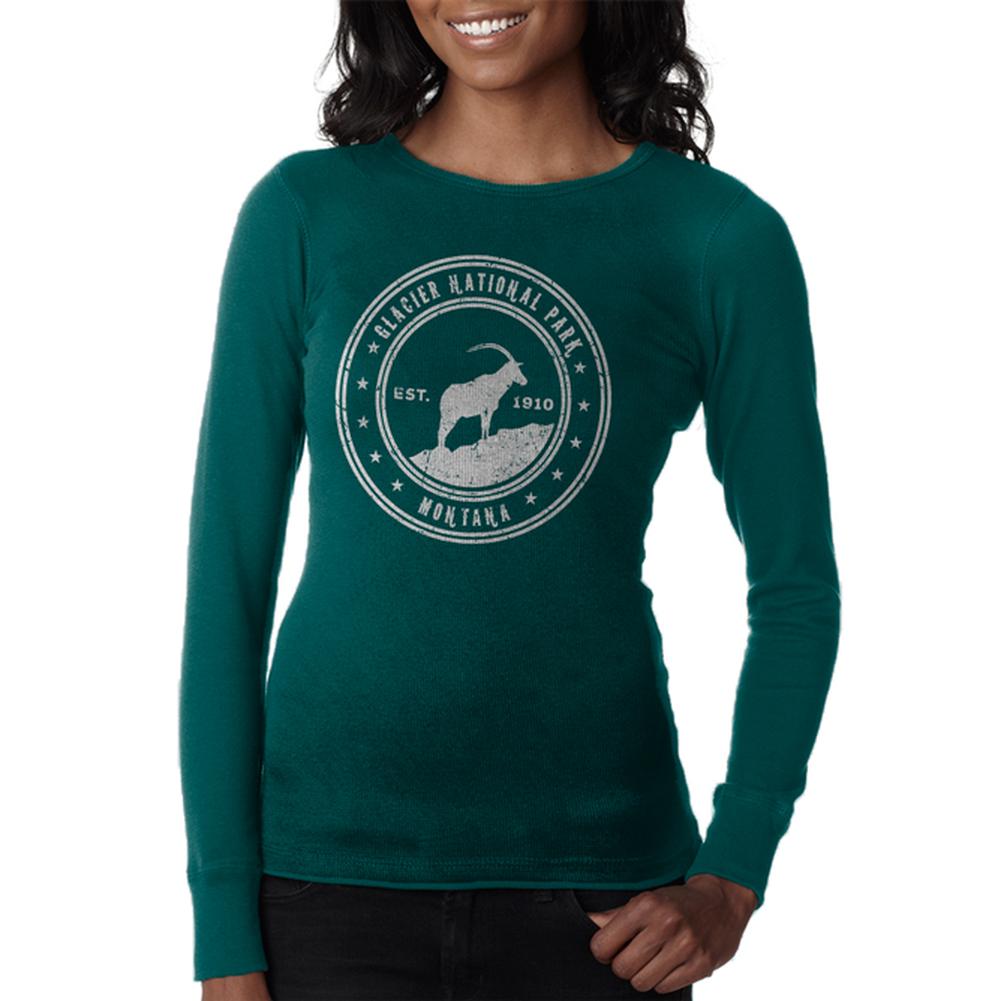 Glacier National Park Juniors Long Sleeve Thermal Juniors Thermals Old Glory LG Teal 