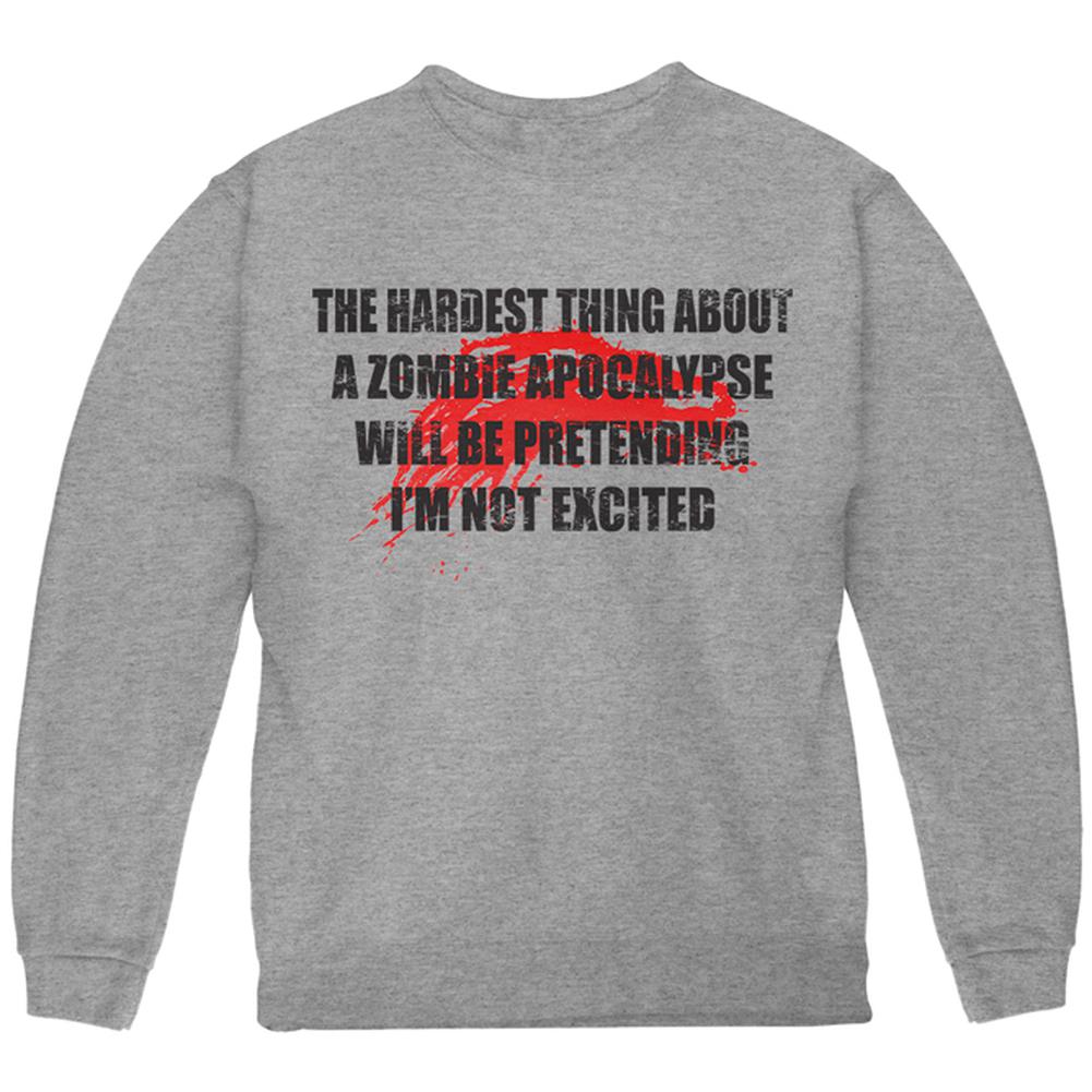 Hardest Thing About Zombie Apocalypse Youth Sweatshirt Youth Sweatshirts Old Glory LG Storm Grey 