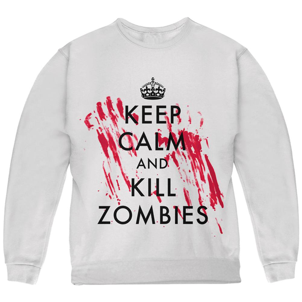 Keep Calm and Kill Zombies Youth Sweatshirt Youth Sweatshirts Old Glory LG White 