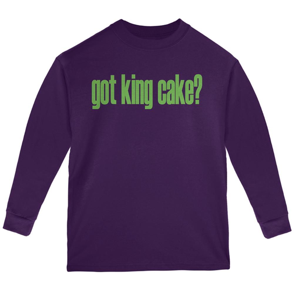 Mardi Gras Got King Cake Youth Long Sleeve T Shirt Youth Long Sleeves Old Glory LG Purple 