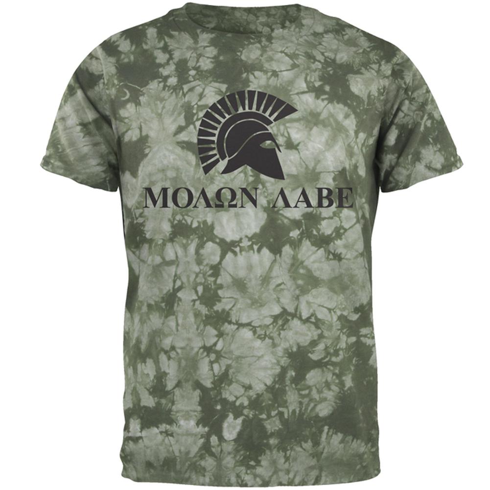 Molon Labe Helmet Mens T Shirt Men's T-Shirts Old Glory 2XL Crackle Moss Tie Dye 