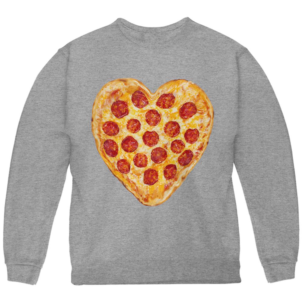 Pepperoni Pizza Heart Youth Sweatshirt Youth Sweatshirts Old Glory LG Storm Grey 