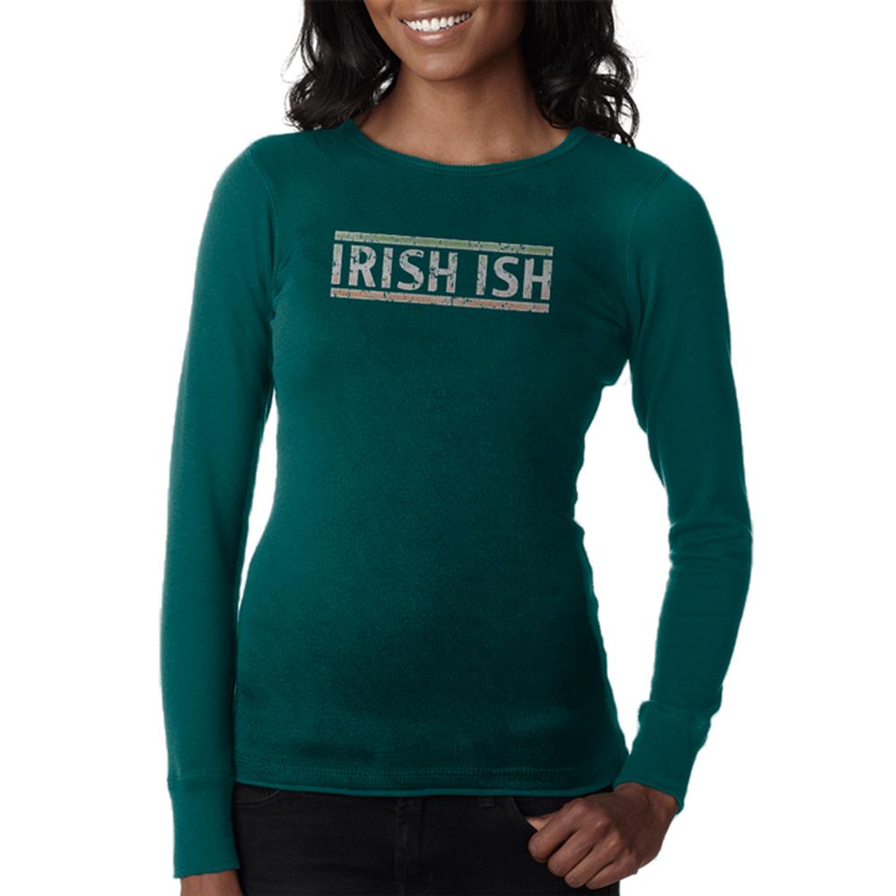 St Patricks Day Irish Ish Funny Juniors Long Sleeve Thermal Juniors Thermals Old Glory LG Teal 