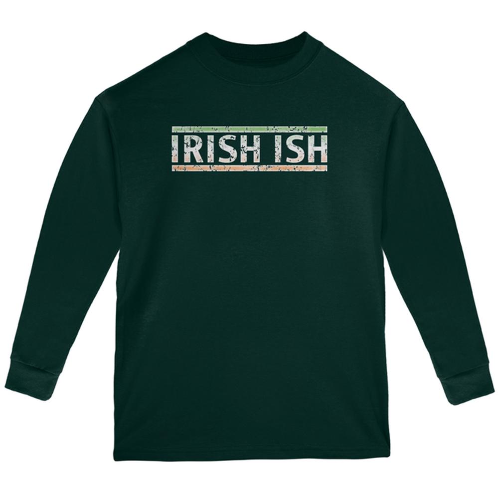 St Patricks Day Irish Ish Funny Youth Long Sleeve T Shirt Youth Long Sleeves Old Glory LG Forest Green 