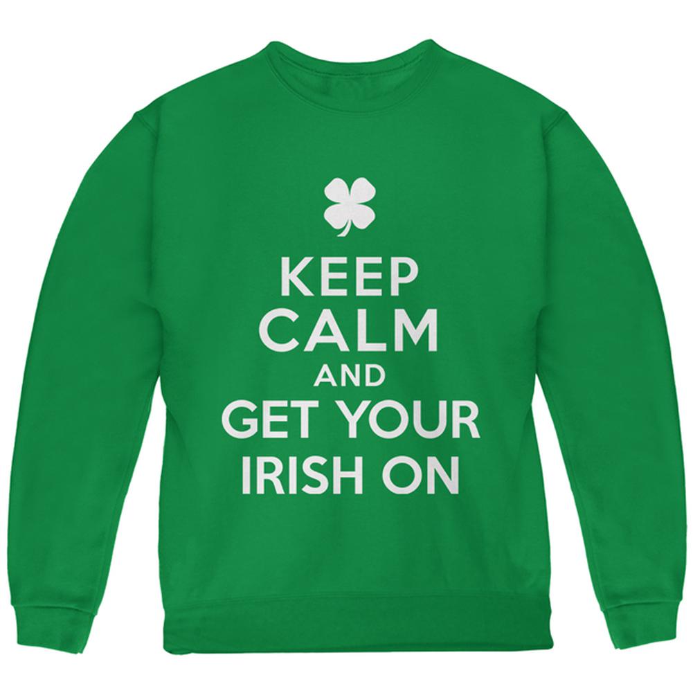 St. Patricks Day - Keep Calm and Get Your Irish On Youth Sweatshirt Youth Sweatshirts Old Glory LG Green 