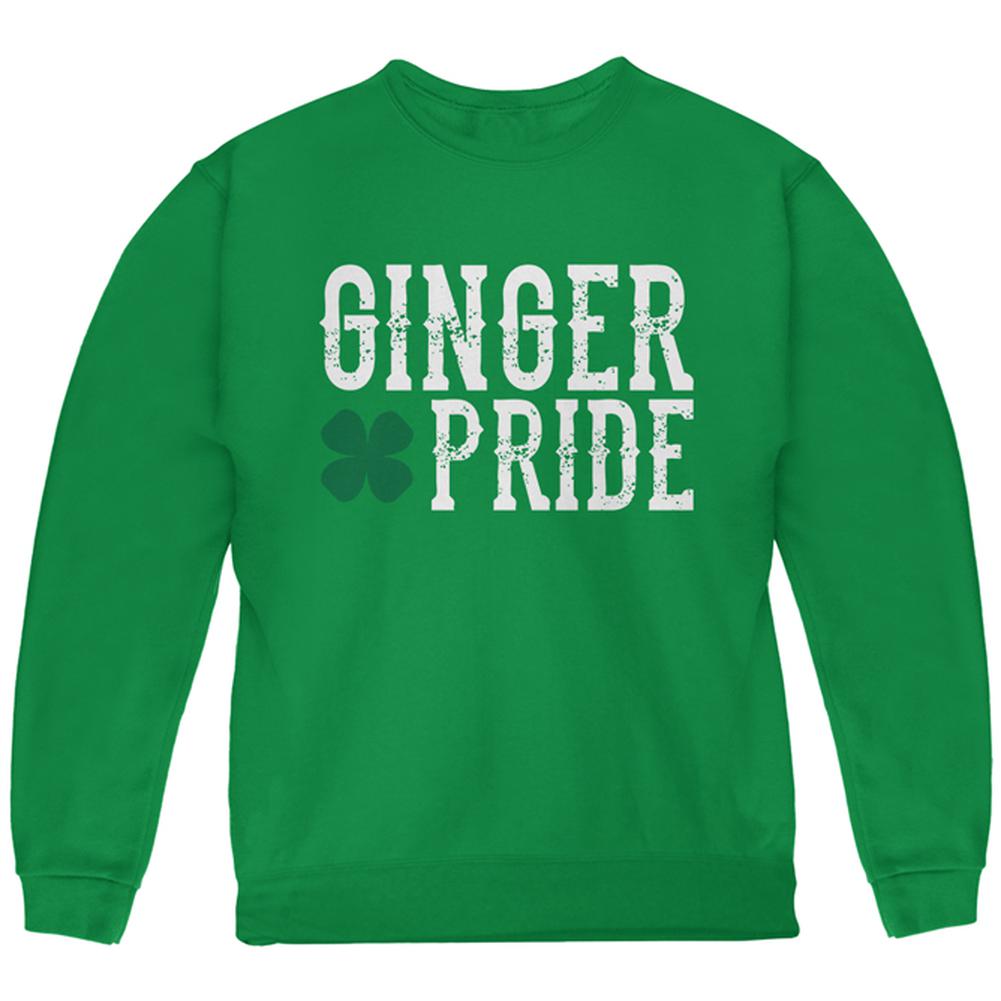 St. Patricks Day Ginger Pride Youth Sweatshirt Youth Sweatshirts Old Glory LG Green 