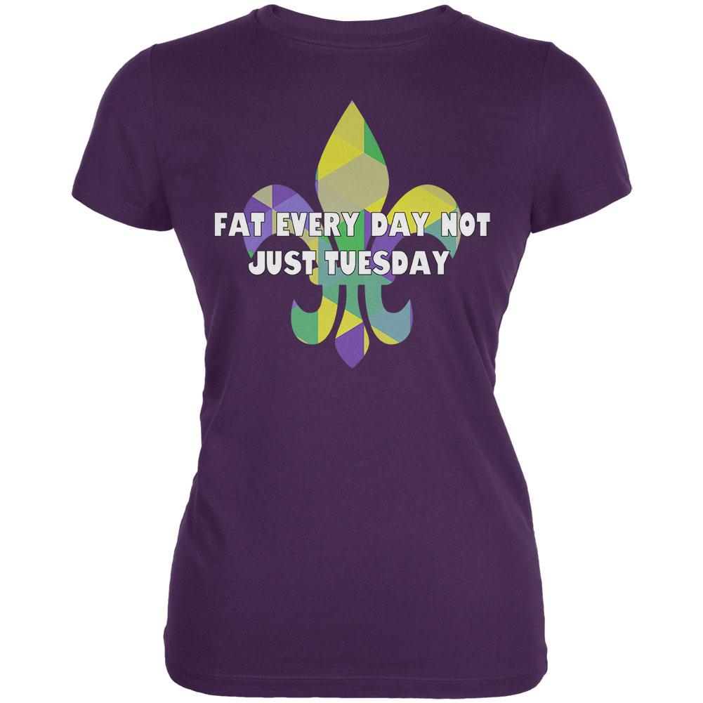 Mardi Gras Fat Tuesday Everyday Juniors Soft T Shirt Juniors T-Shirts Old Glory 2XL Purple 